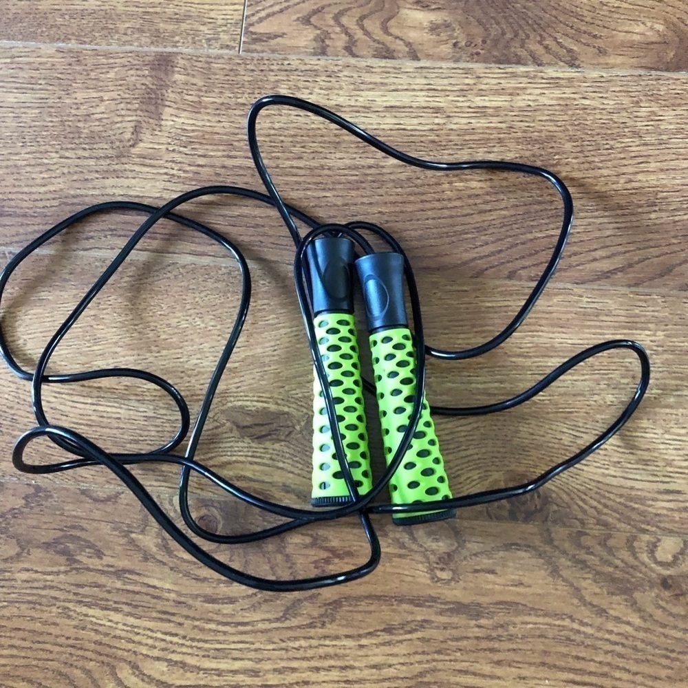 black & green gym exercise jump rope